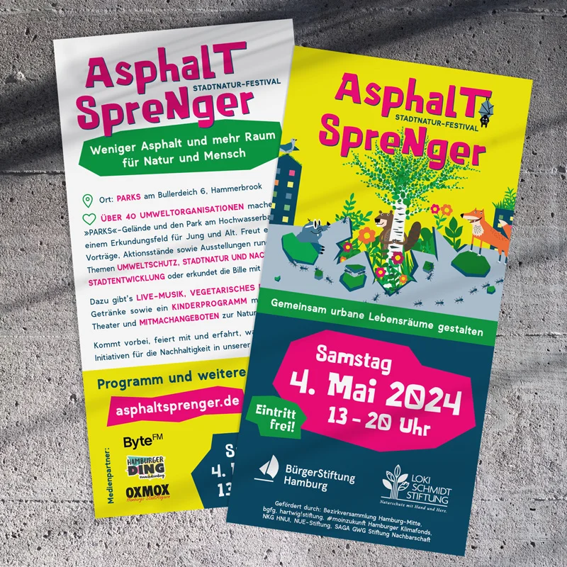 Flyer zum Asphaltsprenger StadtNatur-Festival Hamburg 2024