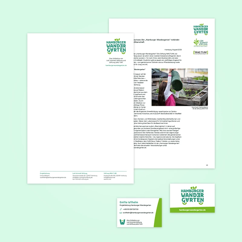 Briefpapier und Visitenkarten – Hamburger Wandergarten